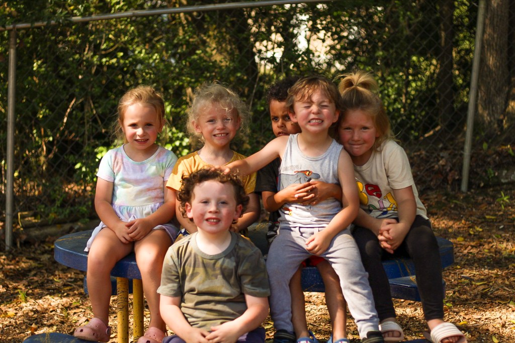 Group of younger kids outside